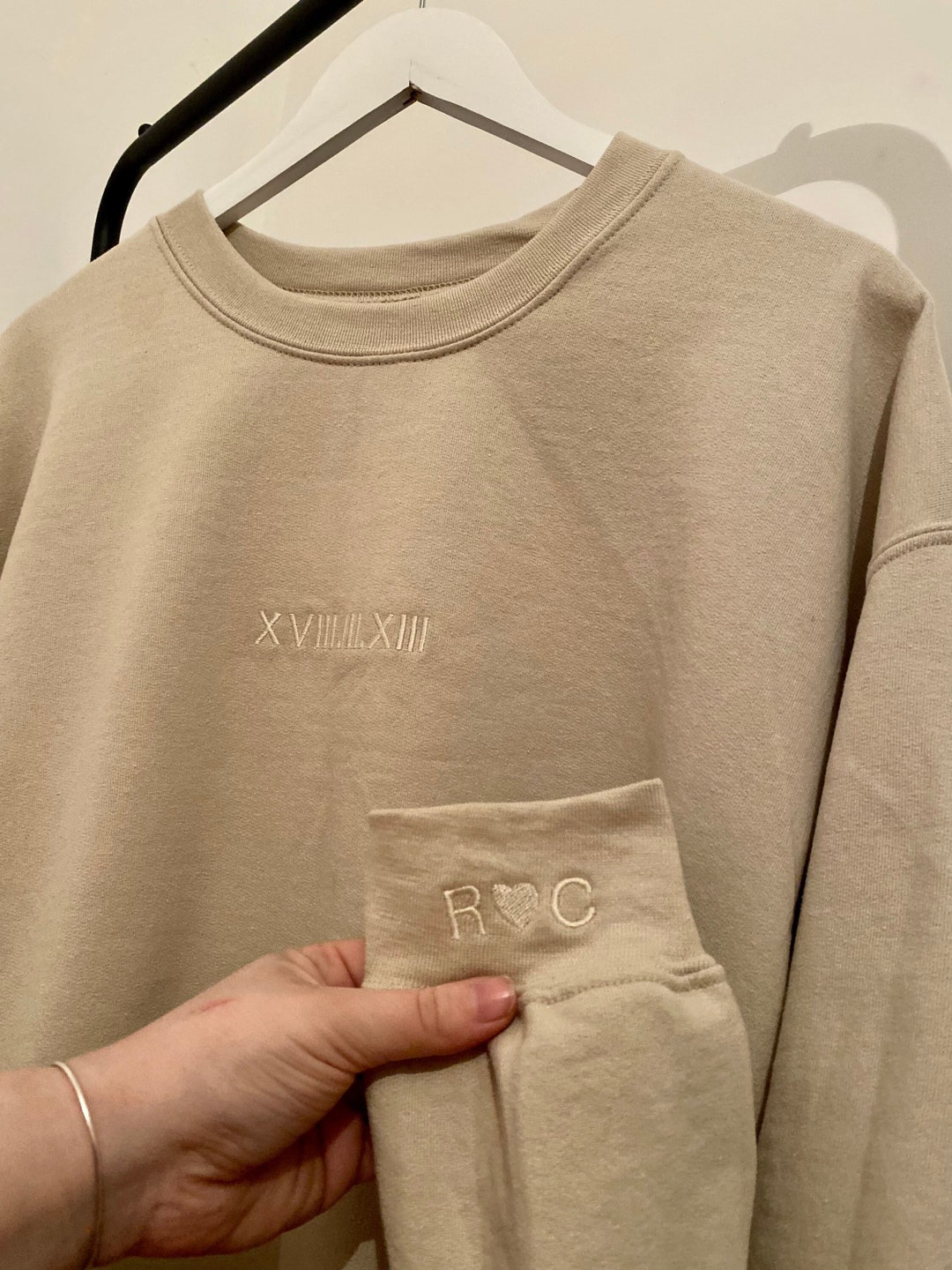 Personalised Embroidered Roman Numerals Sweatshirt: Initials & Heart ...