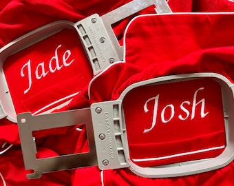 Pijama rojo personalizado para pareja de Navidad: pijama bordado