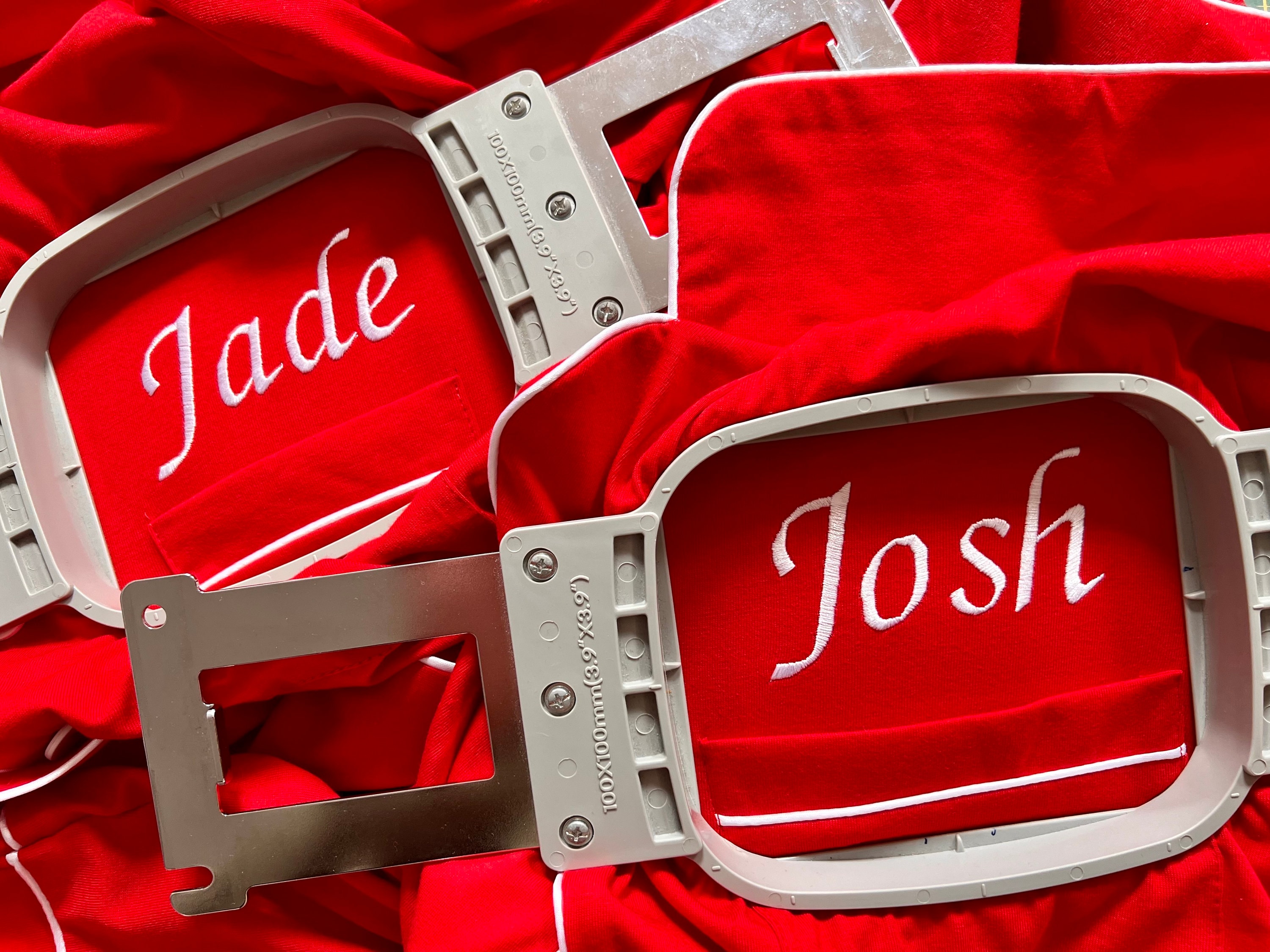 Personalised Christmas Couple's Red Pajama Set: Embroidered PJs