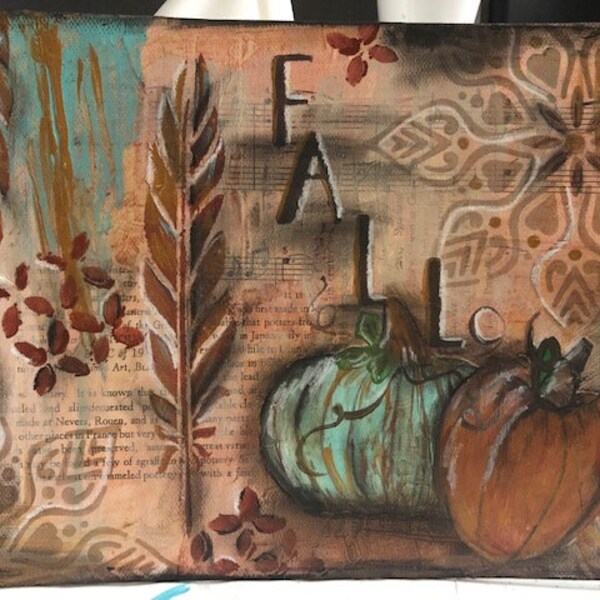 Fall Mixed Media Canvas Etsy