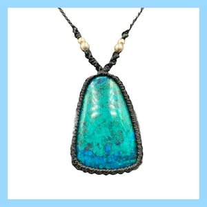 Chrysokoll pendant, chrysocoll necklace, chrysocollan pendant, chrysocolla necklace, gemstone chrysocoll from Peru