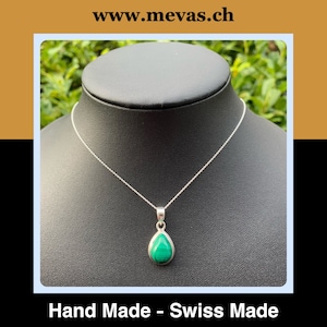 Malachite pendant for women, malachite silver pendant 925, malachite pendant sterling silver