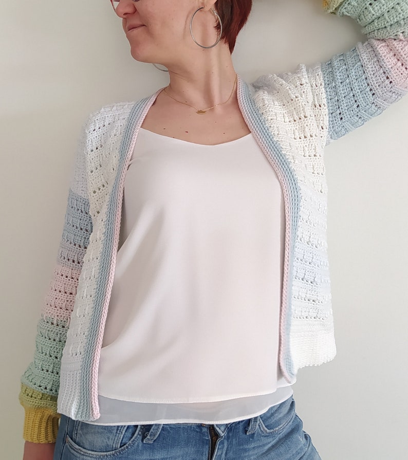 Rainbow Cardigan Sweater Crochet Pattern PDF Etsy