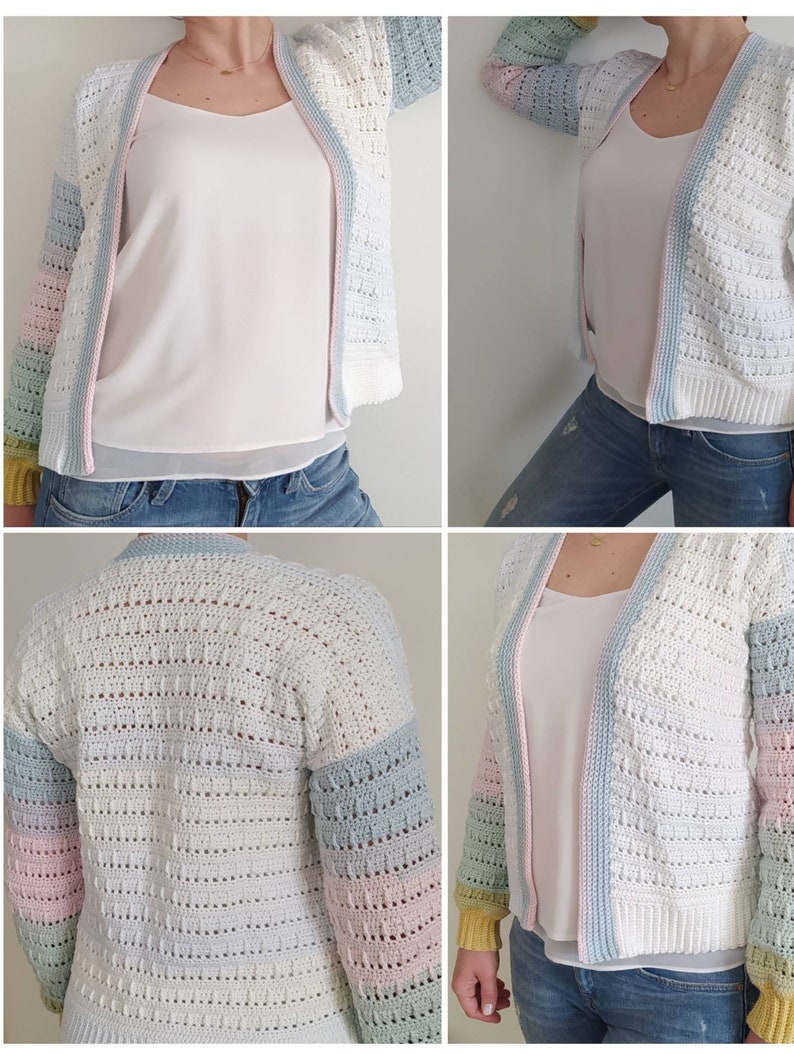 Rainbow Cardigan Sweater Crochet Pattern PDF Etsy