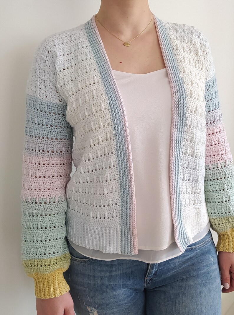 Rainbow Cardigan Sweater Crochet Pattern PDF Etsy