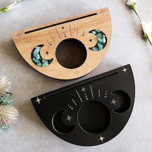 Tarot Card Tea Light Holder, Triple Moon Phase Tarot Card Altar, Witchy Gifts, Minimalist Tarot Card Stand, Tarot Card Accessories