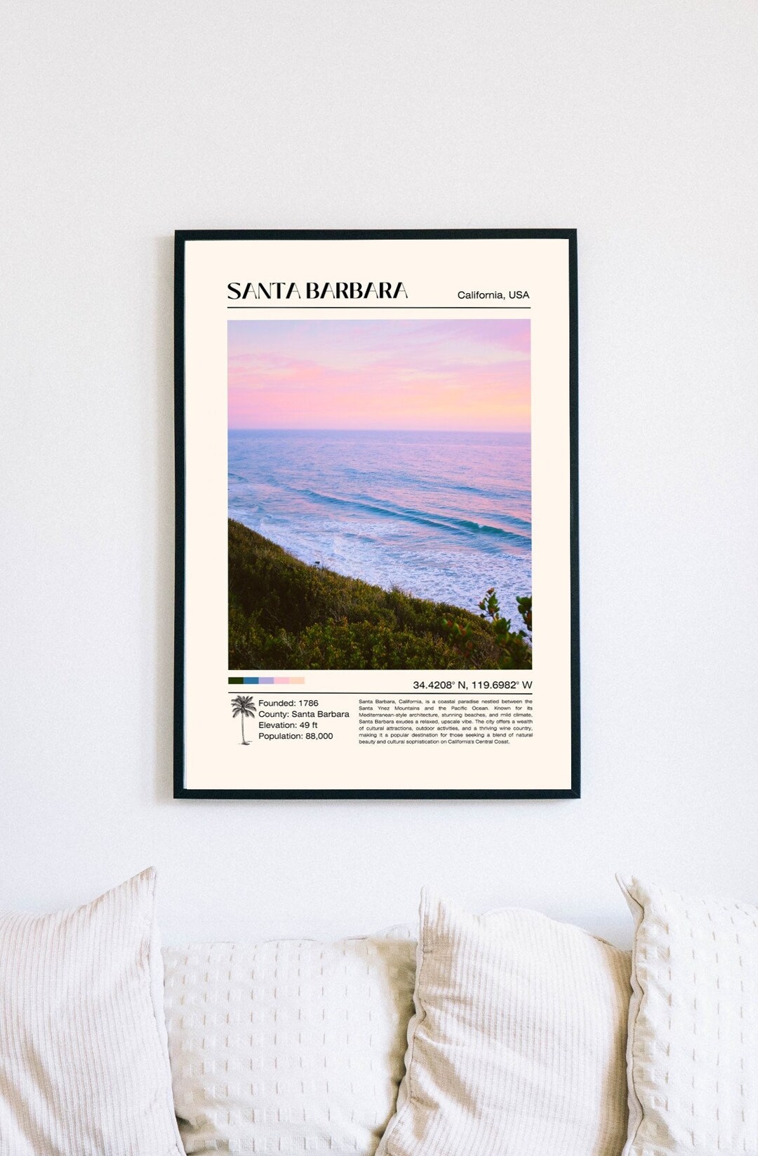 Santa Barbara Poster Santa Barbara Print Beach Poster - Etsy