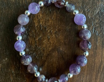 Physical, Emotional and Spiritual Healing Gemstone Bracelet!  8mm AAA Super Seven, Amethyst and Chevron Amethyst, 6mm Amethyst, 4mm Hematite