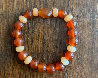 Gemstone Bracelet to Inspire Creativity!  8mm Carnelian and 8mm Peach Aventurine