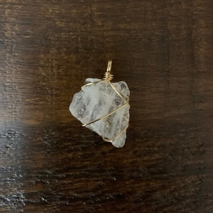 Smoky Quartz Pendant with Gold Wrapping and Chain