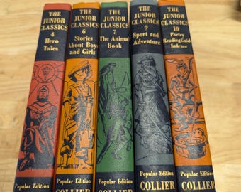 The Young folk shelf of books 1956 edition vintage book covers junk Journal collage mixed media
