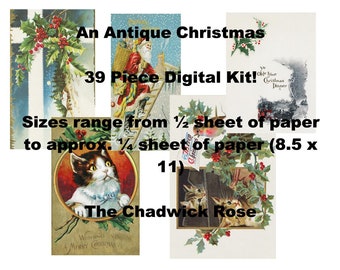 An Antique Christmas - Digital File - 39 Christmas Images for Ephemera, Junk Journals, Journal Cards, December Daily