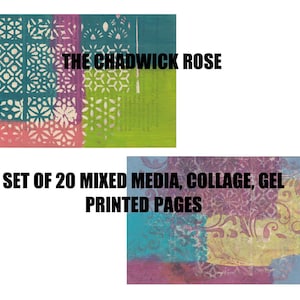 20 Digital Painted Papers and Gel Prints for Collage, Mixed Media Kit 1