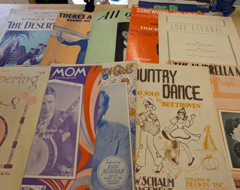 Lot of 10 antique vintage sheet music folios - different songs 1920s-1950s Lot 6