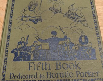 The music hour 5th book 1937 vintage music book music textbook junk Journal junk Journal cover collage ephemera grungy pages