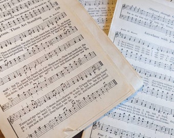 25 Vintage and Antique Hymnal Pages Folios