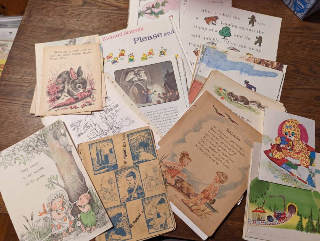 Lot of vintage children's books for CRAFT junk lot cut collage