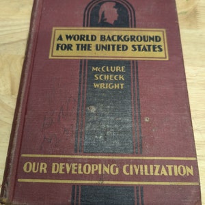 A world background for the United States 1946 Vintage textbook great for junk Journal. Altered book art Journal mixed media