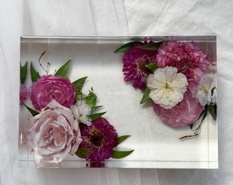 Rectangle Resin Block Wedding Floral Preservation | Flower Preservation | Bridal Bouquet Preservation | Resin Floral Tray | Bridal Gift