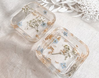 Baby’s Breath Resin Ring Dish | Something Blue For Bride | Floral Trinket Tray | Small Jewelry Tray | Wedding Ring Dish | Gift for Bride