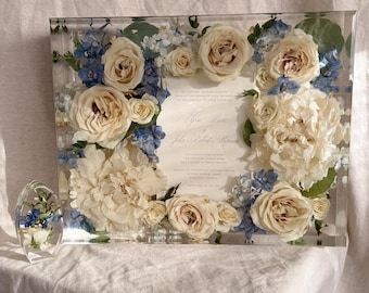 Rectangle Resin Block Wedding Floral Preservation | Flower Preservation | Bridal Bouquet Preservation | Resin Floral Tray | Bridal Gift
