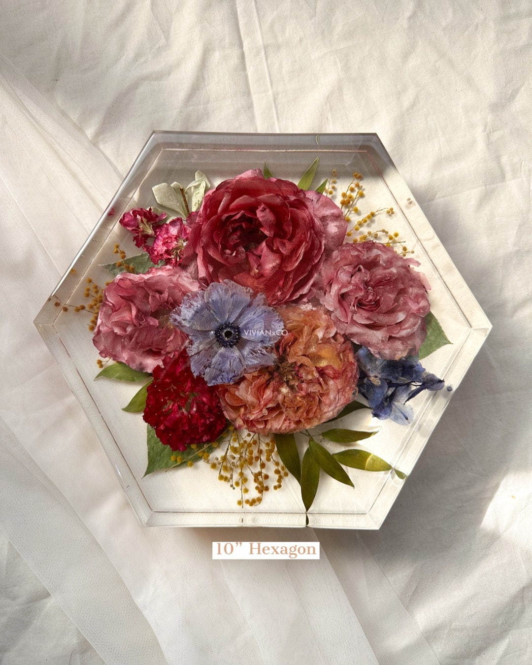 Hexagon Resin Block Wedding Floral Preservation Flower Preservation Bridal  Bouquet Preservation Resin Floral Tray Bridal Gift 