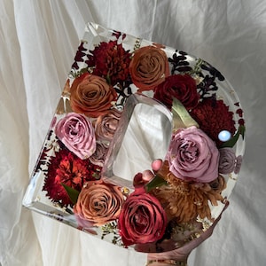 Bloque de letras de 9" para preservación floral de boda, preservación de flores con iniciales, preservación de flores, preservación de ramos de novia, regalo de novia