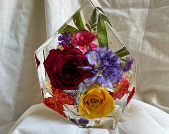 Gem Block Wedding Floral Preservation | Multifaceted Block | Flower Preservation | Bridal Bouquet Preservation | Bridal Gift