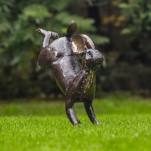 Hand Crafted Recycled Metal Hare (AC-HRE1) Garden Sculpture. Handmade Hare Statue. Garden Gift image 2