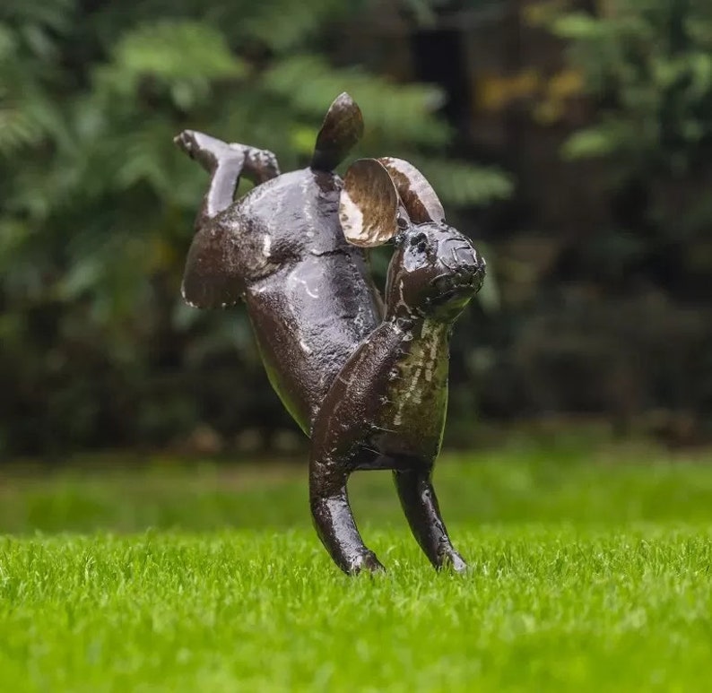Hand Crafted Recycled Metal Hare (AC-HRE1) Garden Sculpture. Handmade Hare Statue. Garden Gift image 2