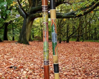 Handcrafted Bamboo Didgeridoo Instrument with Hand Painted Dot Designs 115cm