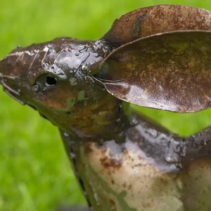 Hand Crafted Recycled Metal Hare (AC-HRE1) Garden Sculpture. Handmade Hare Statue. Garden Gift image 7