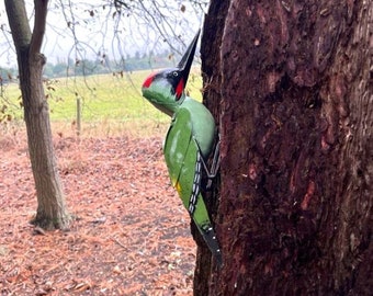 Hand Crafted Recycled Metal Woodpecker