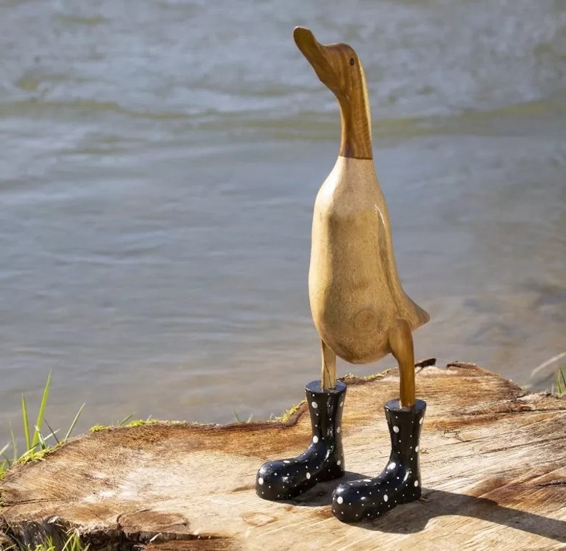 Wooden Ducks in Boots Bamboo Duck Etsy UK