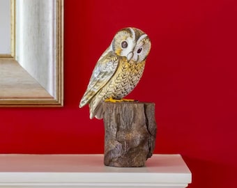Hand Carved and Hand Painted Tawny (Brown) Owl 2 sizes Large and Small. (2-8)