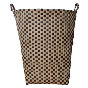 Recycled Plastic Hand Woven Basket - Laundry / Toy / Storage - Brown Beige Basket