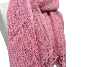 Woven Summer Scarf - Dusty Pink Style No9, Ladies Gift. Scarf Present. Handmade Scarves