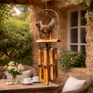 Dragon carillon de jardin. Carillon extérieur suspendu en bambou. Carillon Dragon