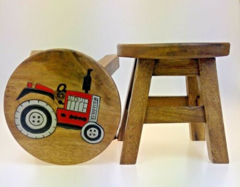 Childrens Wooden Stools Tractors Etsy UK