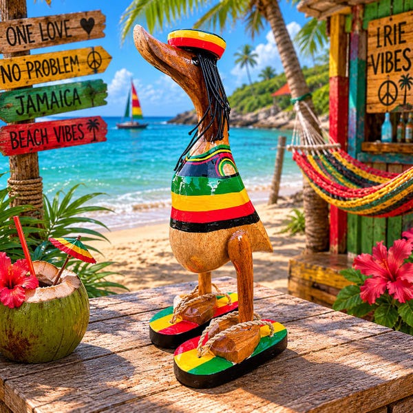 Bamboo Duck - Rastafarian Wooden Sculpture/ Ornament/ Statue