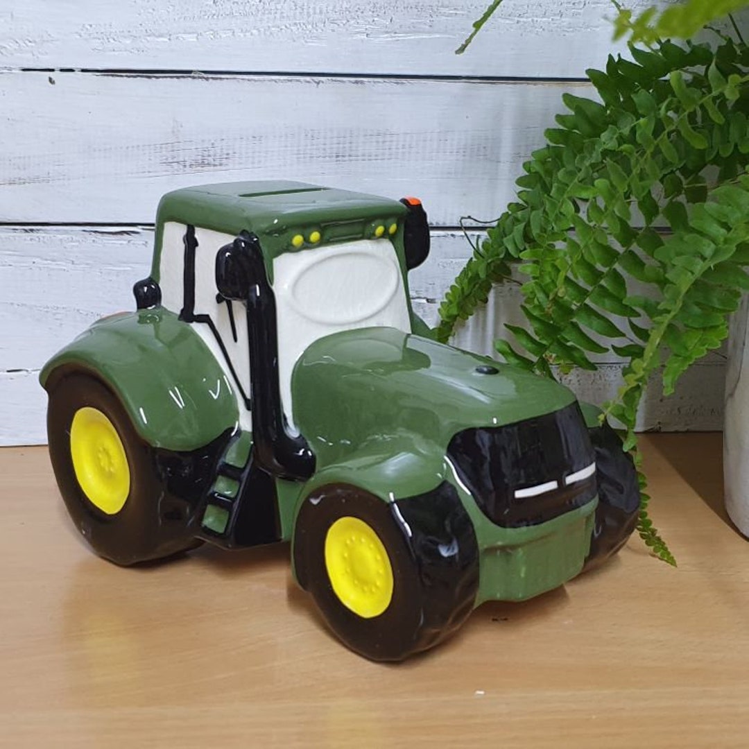 Ceramic Green Tractor Money Box Etsy UK