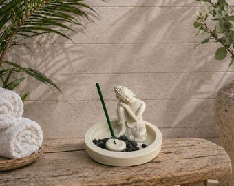 White Sleeping Buddha Incense Burner Garden