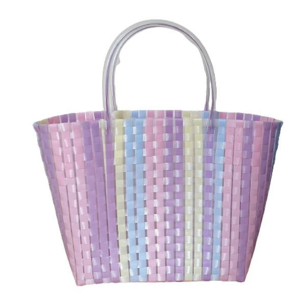 Recycled Plastic Hand Woven Small Bag- Pastel Colours