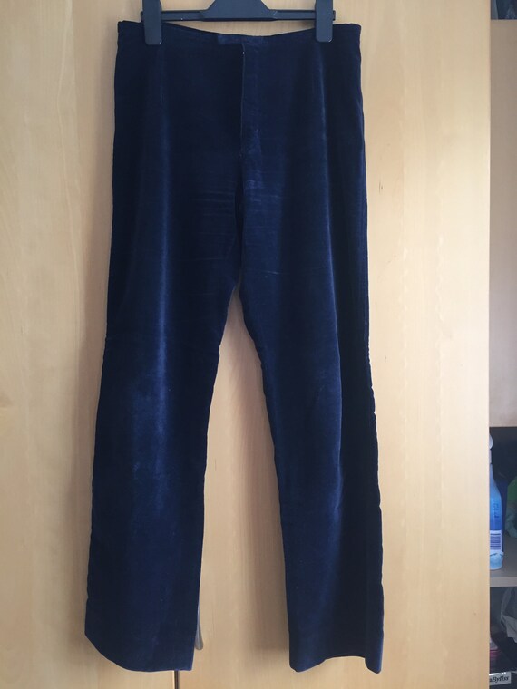 womens navy velvet trousers