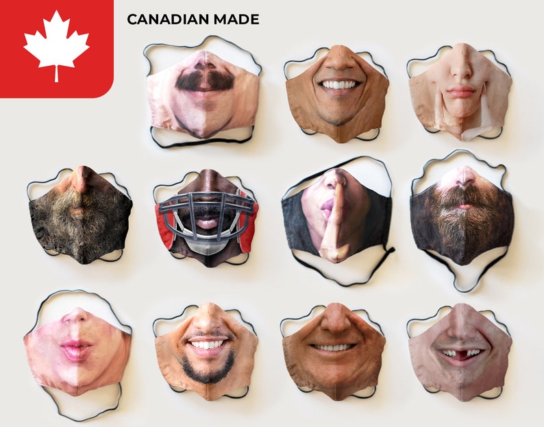 Face Masks Novelty Faces Adult and Kid's Reusable Etsy Canada