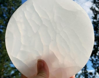 Round Selenite Plate for Charging Crystals & Energy Clearing