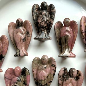 Rhodonite Angel Carvings – Crystal Guardian Angels for Love, Emotional Healing Stones