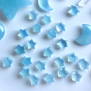 Aquamarine Star Crystal, Mini Blue Gemstone Carving, March Birthstone, Throat Chakra Healing Stones