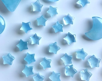 Aquamarine Star Crystal, Mini Blue Gemstone Carving, March Birthstone, Throat Chakra Healing Stones