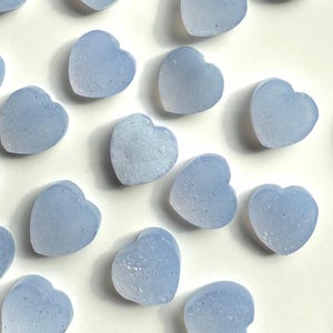 Mini sized Blue Chalcedony heart shaped crystals
